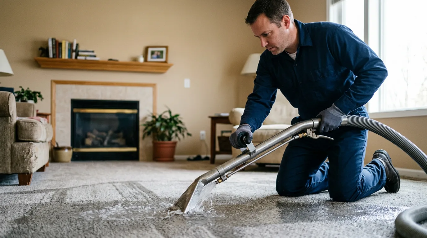 Water damage restoration technician working near Drexel Hill, PA
